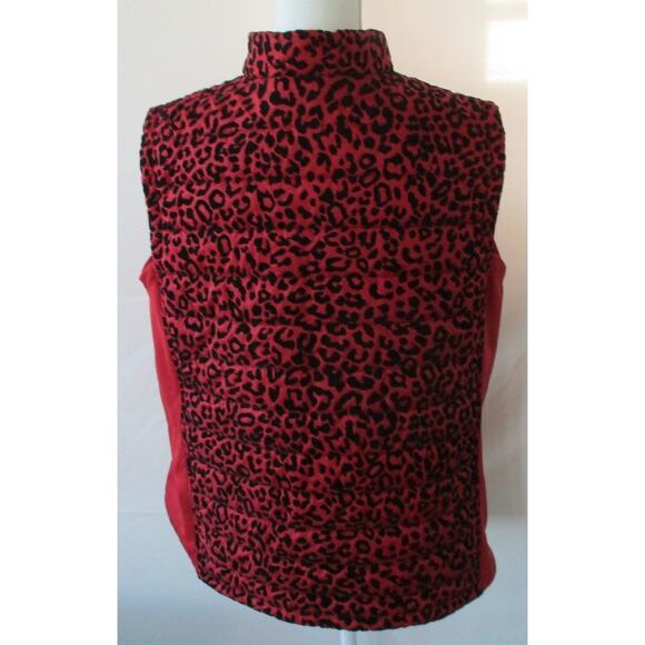 Weekends By Chico's Women's Red & Black Animal Print Full Zip Vest Size Large - Picture 5 of 11